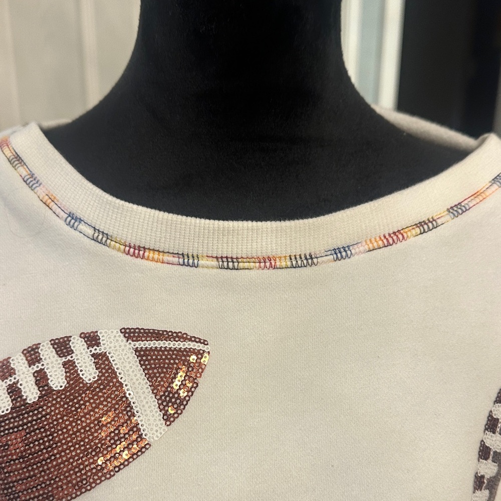 Women's Sporty Football Print Crew Neck Sweatshirt - Picture 3 of 7